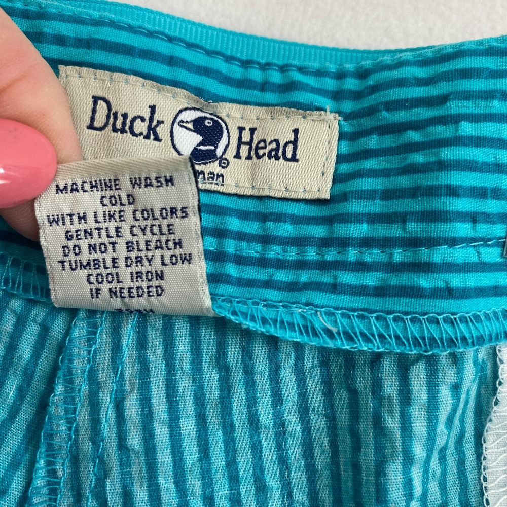 Duck Head Teal Blue Seersucker Striped Capri Pants‎ Plus Size 24W Coastal Summer - Picture 4 of 10